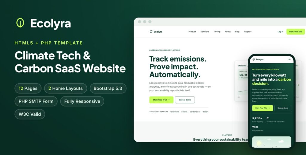 Ecolyra is a modern, fully responsive HTML5 template